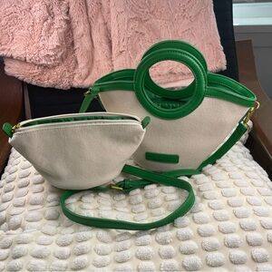 Anthropology Mellie Bianco REESE SADDLE GREEN CROSSBODY BAG